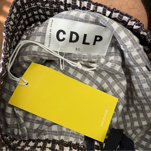 CDLP Burgundy & White Check Pool Shorts - Picture 6 of 6